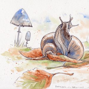 Aquarelle Amours Escargots