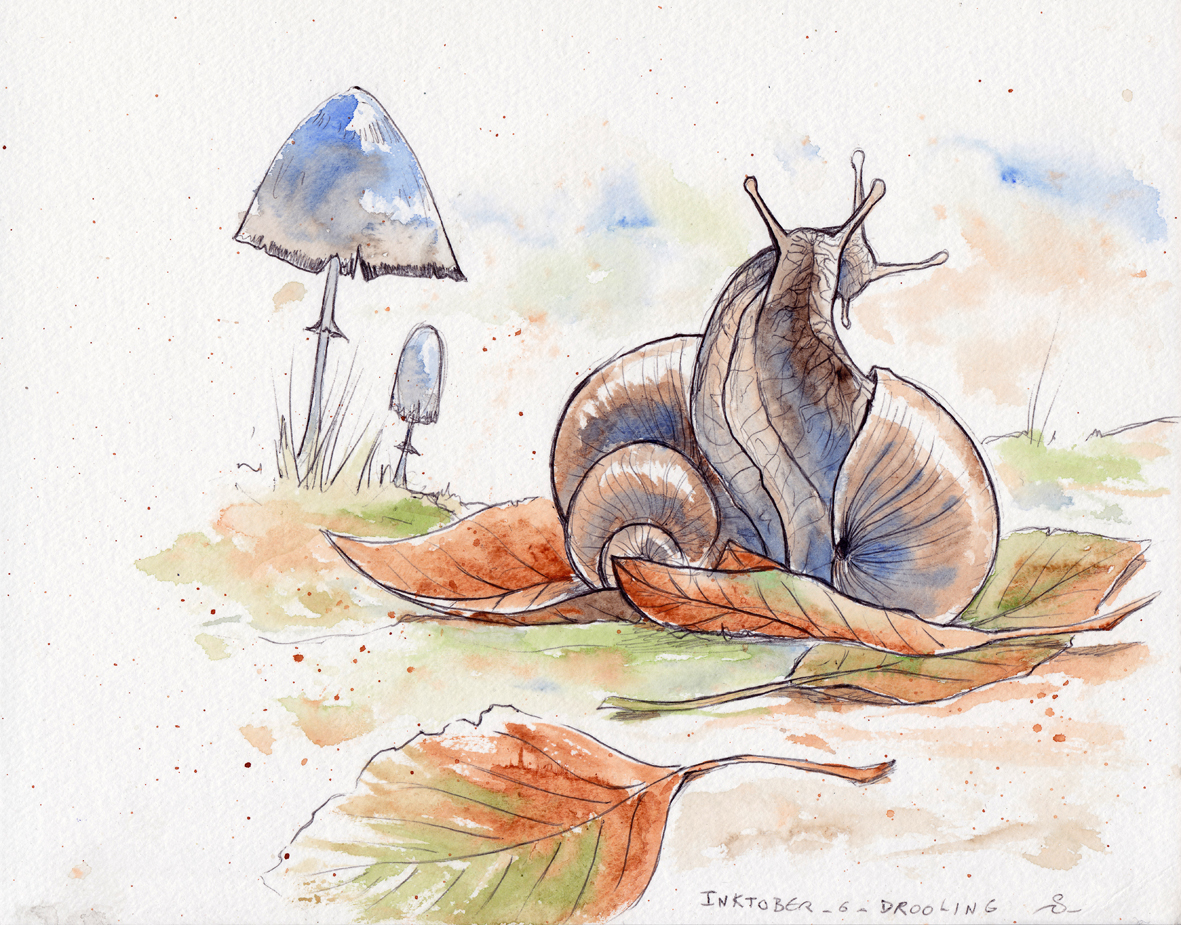 Aquarelle escargots amoureux