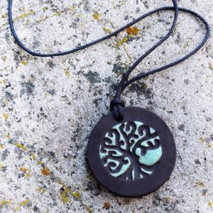 Pendentif Arbre de Vie vert et noir
