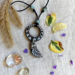 Pendentif petit attrape-rêves blanc et vert d&rsquo;eau de cuivre 1