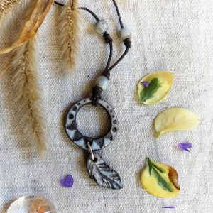 Pendentif petit attrape-rêves blanc et turquoise 2