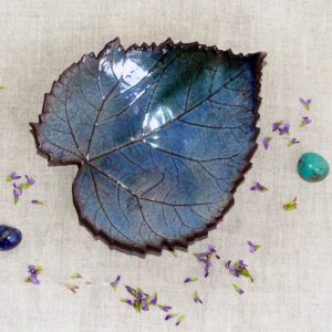 Coupelle feuille de tilleul bleue