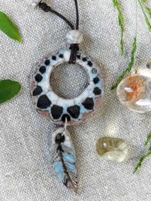 Pendentif attrape-rêves en céramique